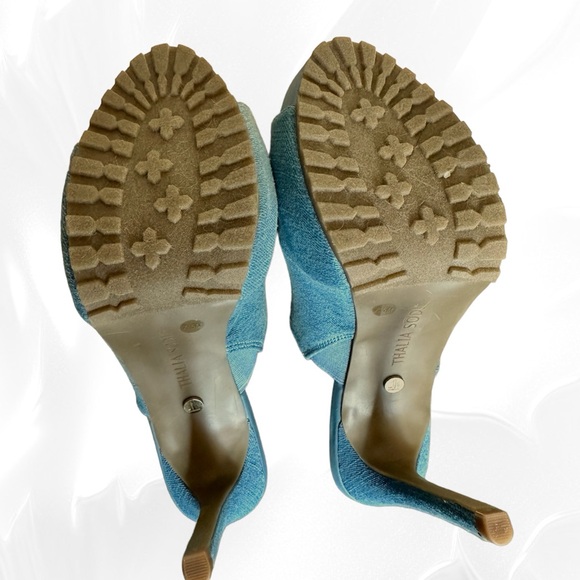 Blue Denim Platform Slides - Picture 6 of 7